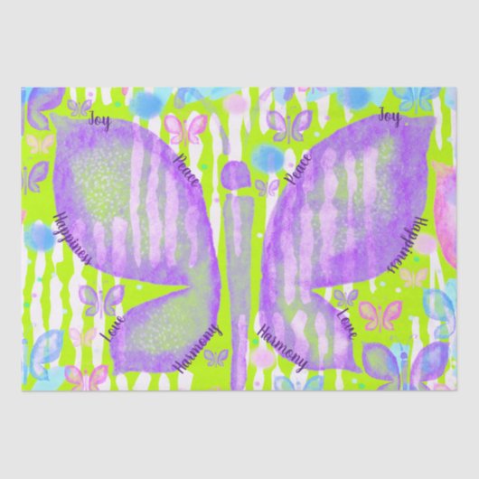 Butterflies of Love Joy Peace Happiness Harmony Tissuepapier (Voorkant)