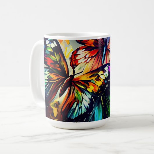 Butterflies Oil Painting Style design11 Coffee Mok (Voorkant links)