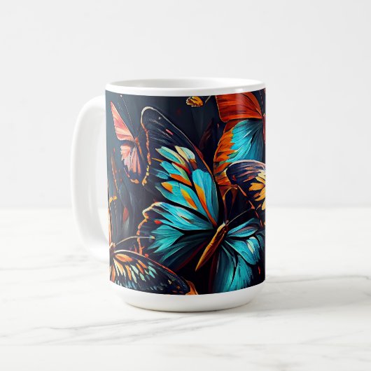 Butterflies Oil Painting Style design13 Coffee Mok (Voorkant links)