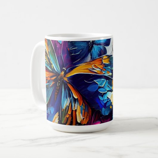 Butterflies Oil Painting Style design 9 Coffee Mok (Voorkant links)