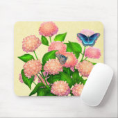 Butterflies on Pink Hydrangeas Mousepad Muismat (Met muis)