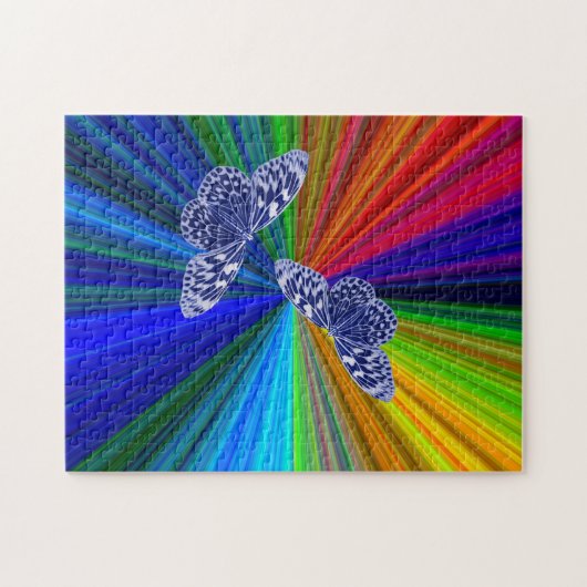 Butterflies on rainbow colors legpuzzel (Horizontaal)
