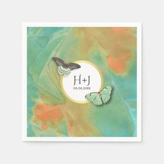 Butterflies on Southwest Colors Wedding Servetten (Voorkant)