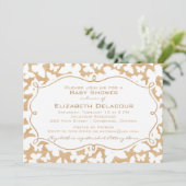 Butterflies on Wood Pattern Baby shower Invitation Kaart (Staand voorkant)