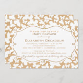 Butterflies on Wood Pattern Baby shower Invitation Kaart (Voorkant / Achterkant)