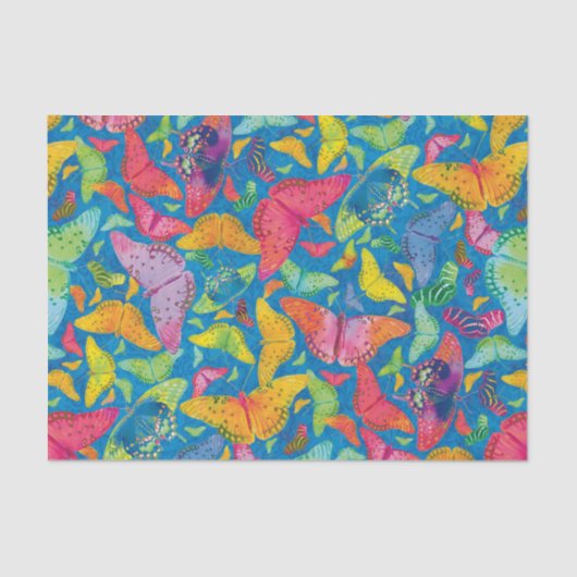 Butterflies op Blue Flutterby Summer Tissuepapier (Voorkant)