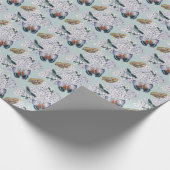 Butterflies op de Cyaan achtergrond van Hydrangea Cadeaupapier (Hoek)