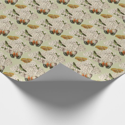 Butterflies op de groene achtergrond van Hydrangea Cadeaupapier (Hoek)