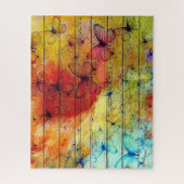 Butterflies op een kleurrijk Rustisch Hout Legpuzzel (Verticaal)