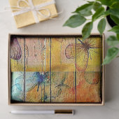 Butterflies op een kleurrijk Rustisch Hout Tissuepapier (Geschenk)