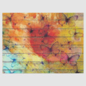 Butterflies op een kleurrijk Rustisch Hout Tissuepapier (Voorkant)