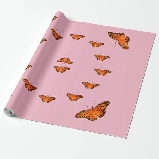 Butterflies op elke kleur cadeaupapier (Uitgerold)