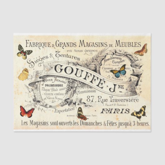  Butterflies op Franse advertentie, ontkoppeling Tissuepapier (Voorkant)