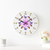 Butterflies op gediplomeerd crème en roze grote klok (Huis)
