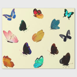 Butterflies op geel omlooppapier cadeaupapier