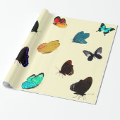 Butterflies op geel omlooppapier cadeaupapier (Uitgerold)