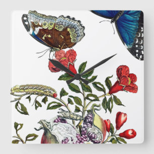 Butterflies op granaatappel vierkante klok