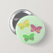 Butterflies op lichtgroene achtergrond ronde button 5,7 cm (Voorkant /achterkant)