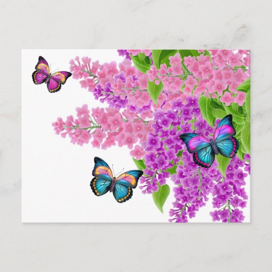 Butterflies op Lilacs Briefkaart (Voorkant)