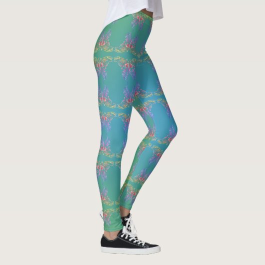 Butterflies op Misty Blue Waters Leggings (Rechts)