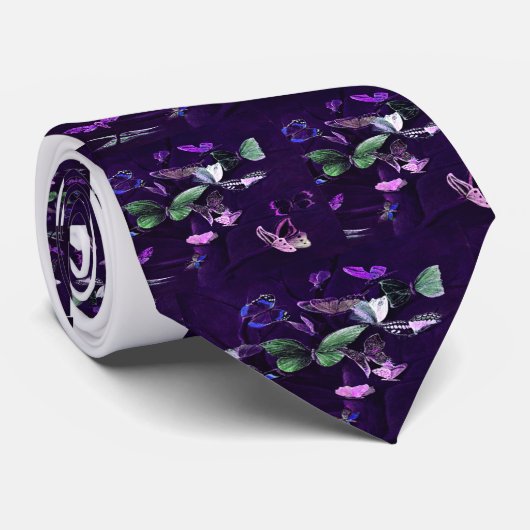 Butterflies op Paars Stropdas (Opgerold)