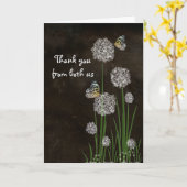 Butterflies op Puff Flower Hartelijk dank Kaart (Gele Bloem)