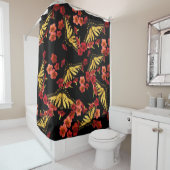 Butterflies op Red Flowers Shower Curtain Douchegordijn (In situ)