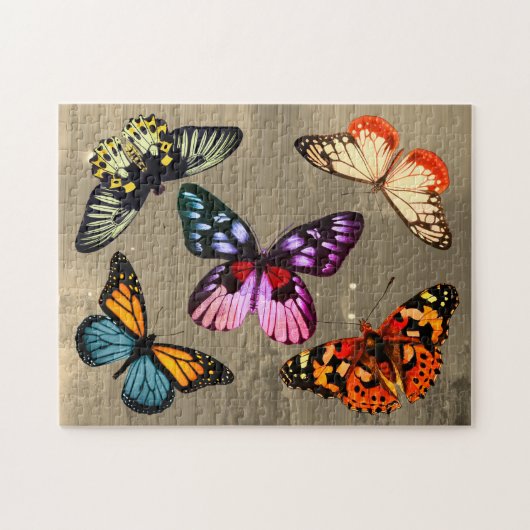 Butterflies op Sepia Background Legpuzzel (Horizontaal)