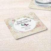 Butterflies op Shabby Collage Jubileum Kartonnen Onderzetters (Schuin)