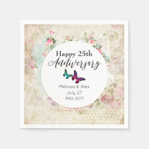 Butterflies op Shabby  Collage Jubileum Servet