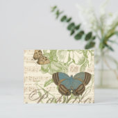 Butterflies op vel Music met Floral Design Briefkaart (Staand voorkant)