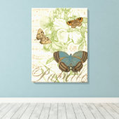 Butterflies op vel Music met Floral Design Canvas Afdruk (Insitu (Houten vloer))