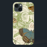 Butterflies op vel Music met Floral Design Case-Mate iPhone Case<br><div class="desc">Een groen bloemontwerp en bladmuziek dienen als achtergrond voor een trio vlinders in dit stuk van Vision Studio. Het Franse woord voor vlinder, papillon, wordt ook aan de onderkant van het stuk omarmd. Als je een sterke liefde hebt voor vlinders, natuur, of net zoals je jezelf omringt met schoonheid, is...</div>