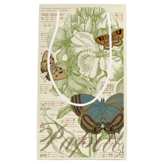 Butterflies op vel Music met Floral Design Klein Cadeauzakje (Voorkant)