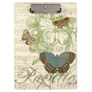 Butterflies op vel Music met Floral Design Klembord