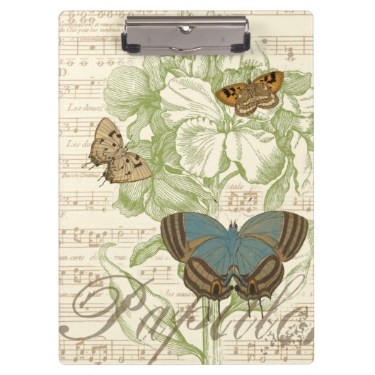 Butterflies op vel Music met Floral Design Klembord (Voorkant)