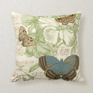 Butterflies op vel Music met Floral Design Kussen