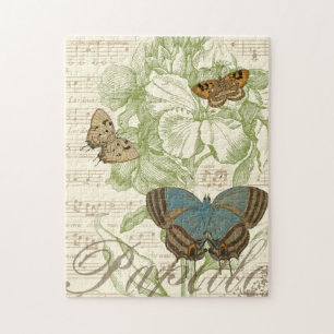 Butterflies op vel Music met Floral Design Legpuzzel