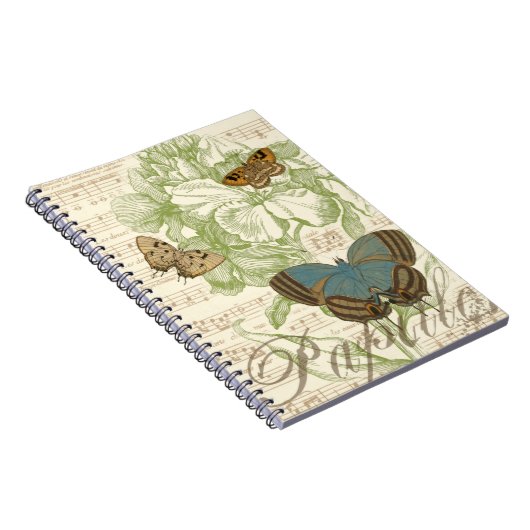 Butterflies op vel Music met Floral Design Notitieboek (Rechterzijde)