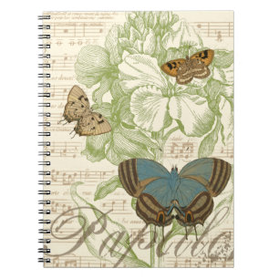Butterflies op vel Music met Floral Design Notitieboek