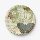 Butterflies op vel Music met Floral Design Papieren Bordje (Voorkant)