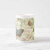 Butterflies op vel Music met Floral Design Porselein Kop (Voorkant)