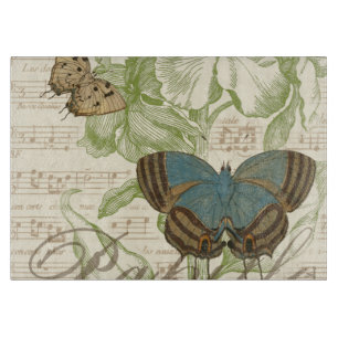Butterflies op vel Music met Floral Design Snijplank