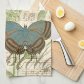 Butterflies op vel Music met Floral Design Theedoek (Quarter Fold)