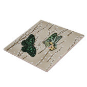  Butterflies op White Willow Catkins Tegeltje (Zijkant)