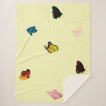 Butterflies op Yellow Sherpa Blanket