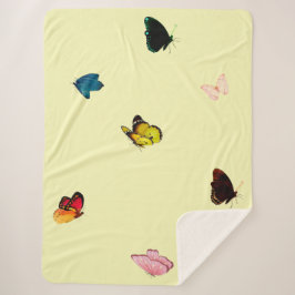 Butterflies op Yellow Sherpa Blanket Sherpa Deken