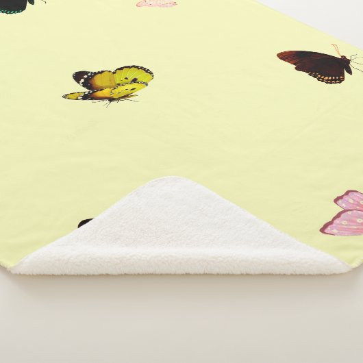 Butterflies op Yellow Sherpa Blanket Sherpa Deken (3/4)