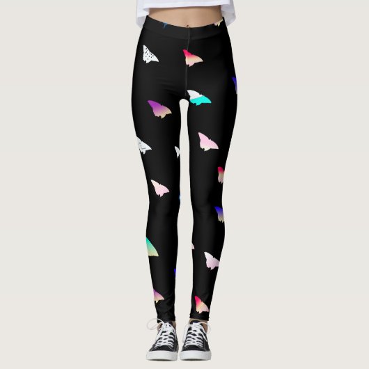 Butterflies op zwarte Leggings (Voorkant)