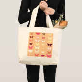 Butterflies, oranje, geel en koraal grote tote bag (Voorkant (product))